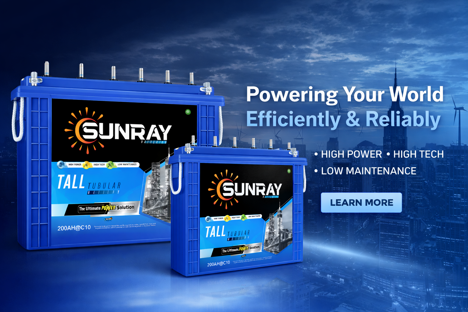 Sunray Tall Tubular Battery