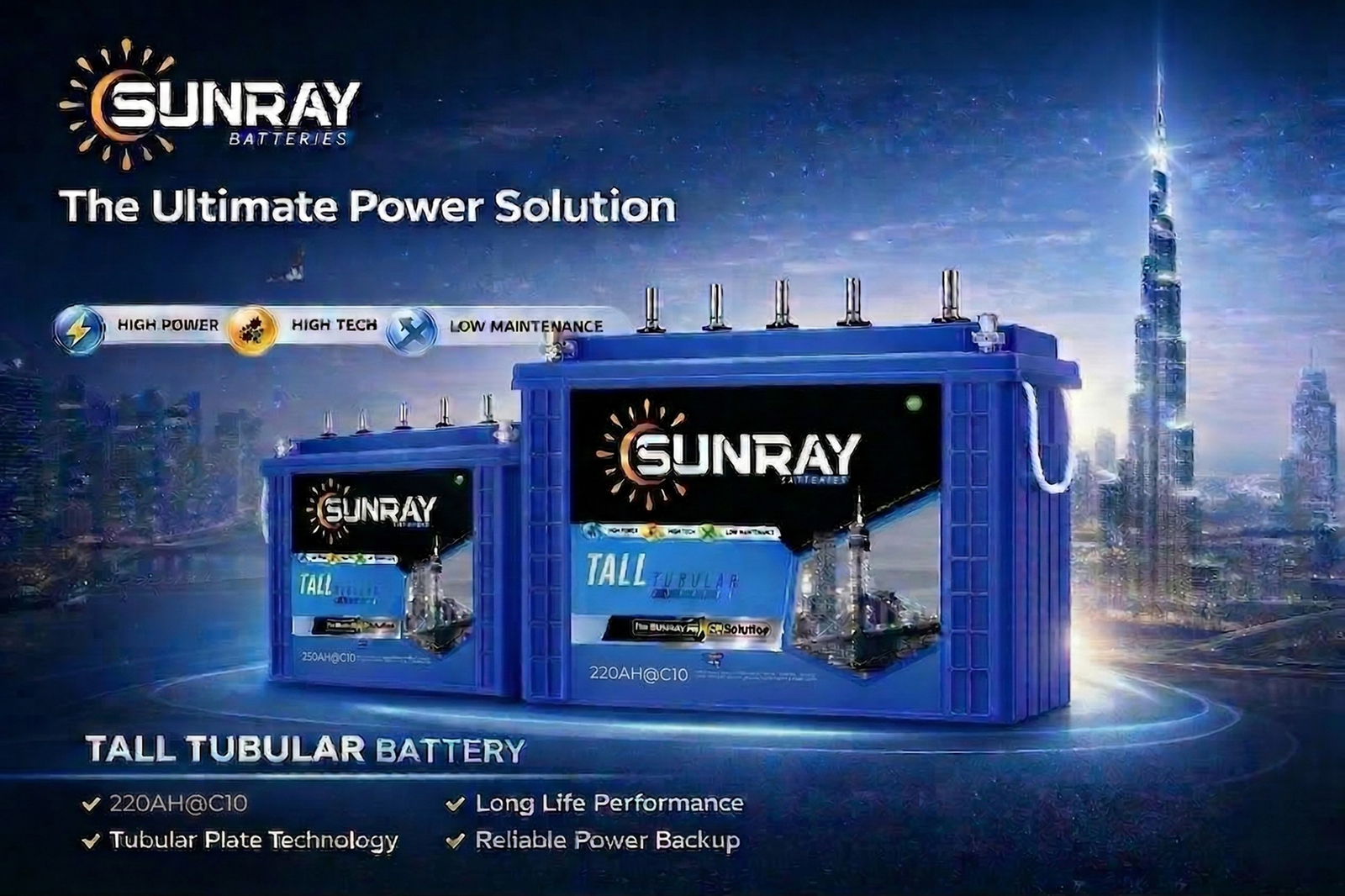 Sunray 220AH Battery